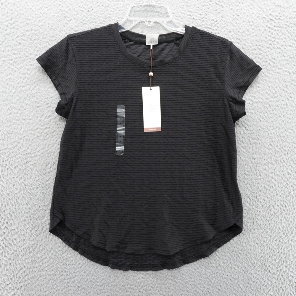 CALIA by Carrie Underwood Renew Tee Pure Black Ribbed Short Sleeve Small NEW